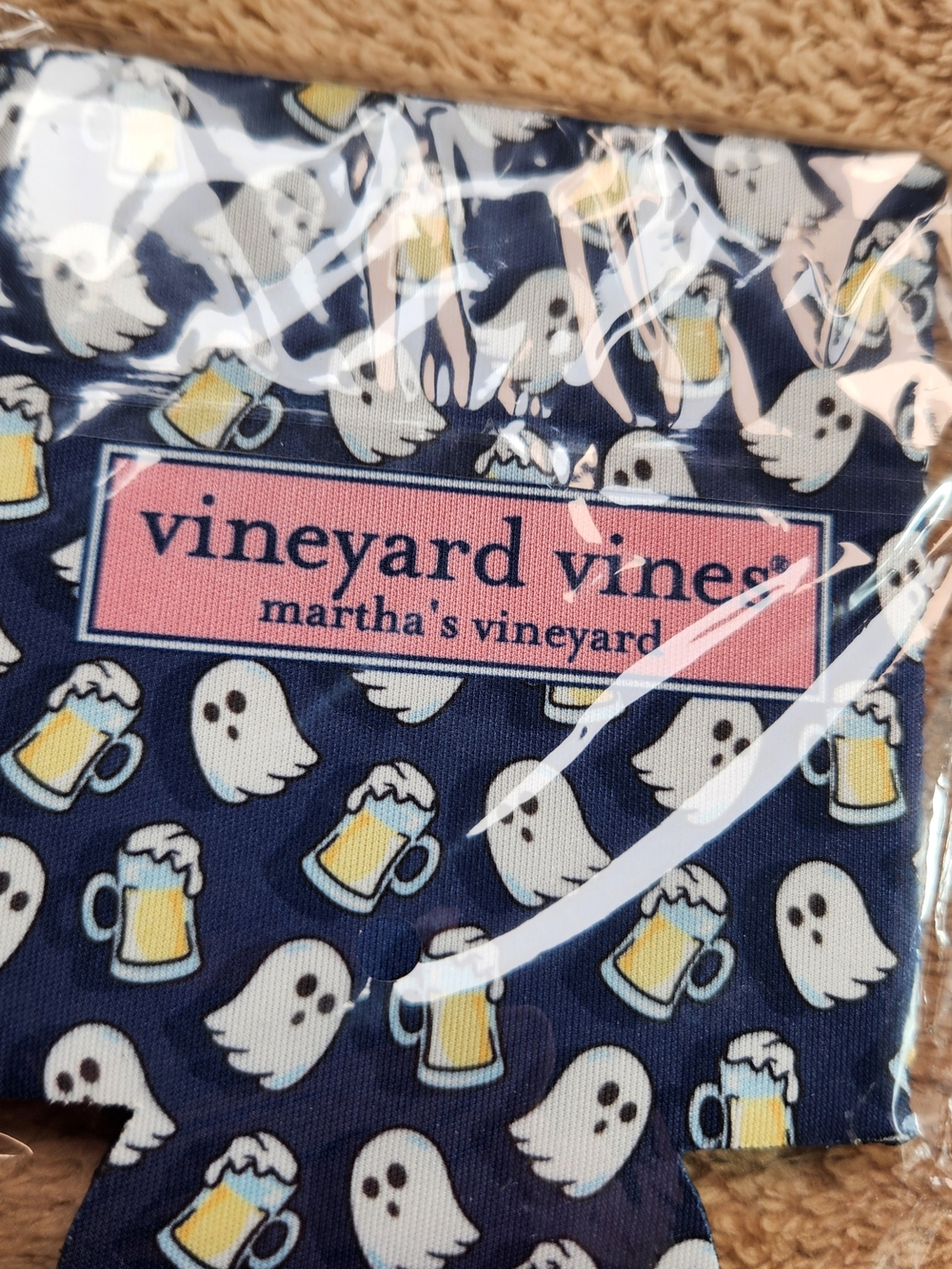 Vineyard Vines Navy Ghosts & Beer Mug Koozie. 2 Koozies Come With The Order.